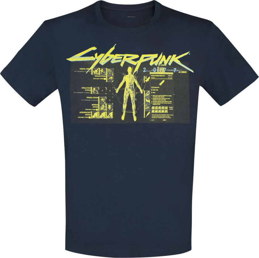 gaming T-skjorte - 2077 - Vitruvian Man - S til XXL - Herrer - marineblå