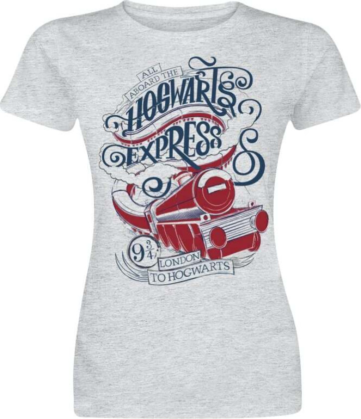 T-skjorte - All Aboard The Hogwarts Express - M til XXL - Damer - lynggrå