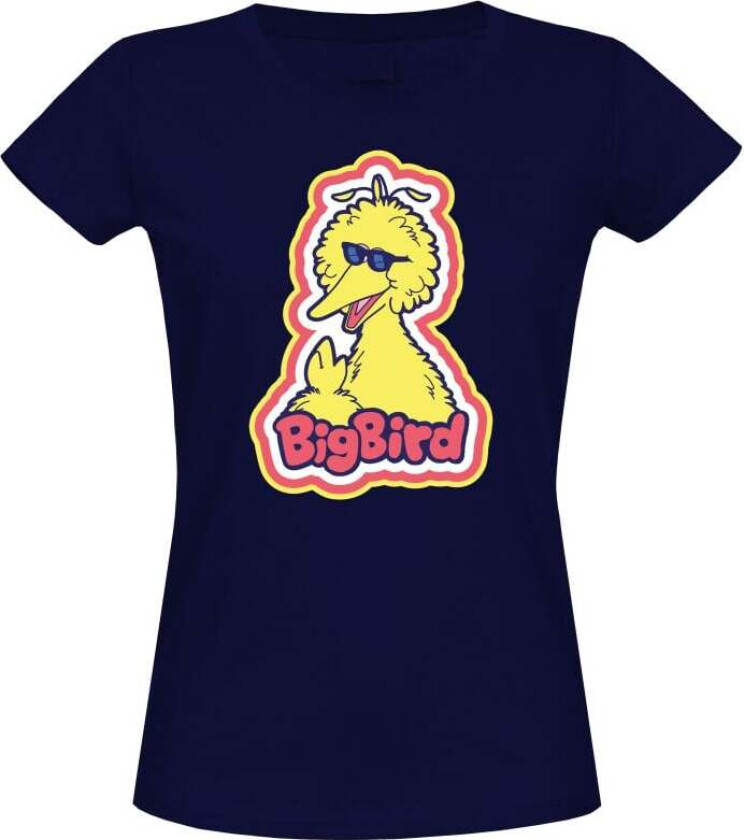 T-skjorte - Bibo Big Bird - S til XL - Damer - marineblå