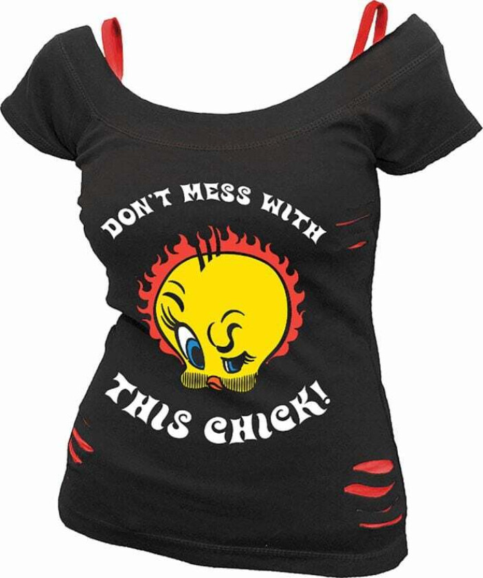 T-skjorte - Tweety - Tough Chick - S til XXL - Damer - svart