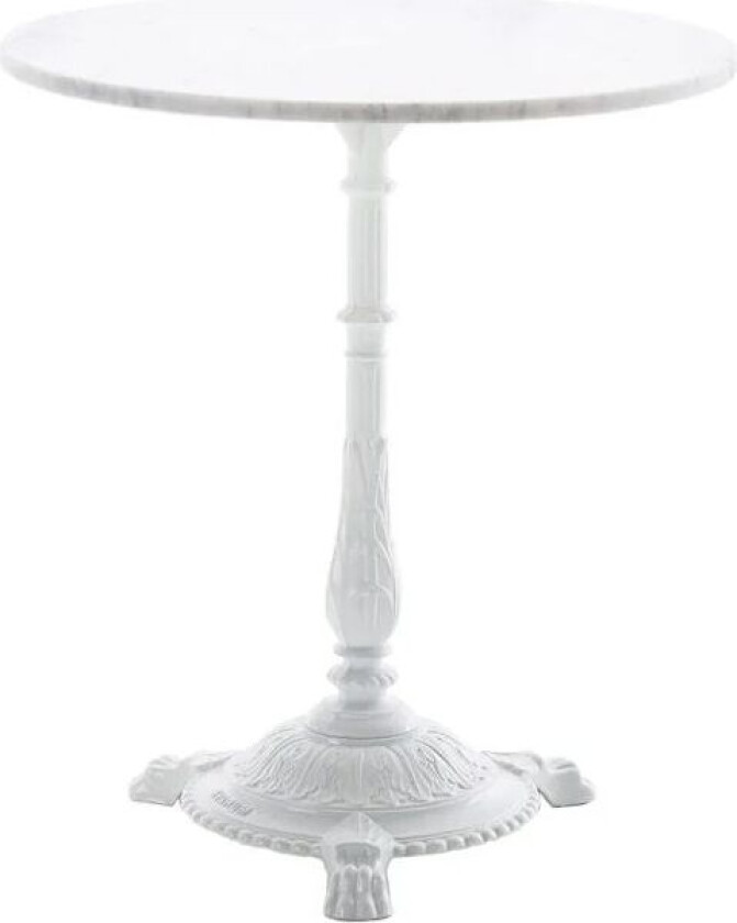 Classic kafébord Marmor hvit, hvitt stativ