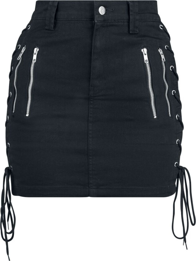 Goth Kort skjørt - Short Skirt With Decorative Lacing - S til XXL - Damer - svart