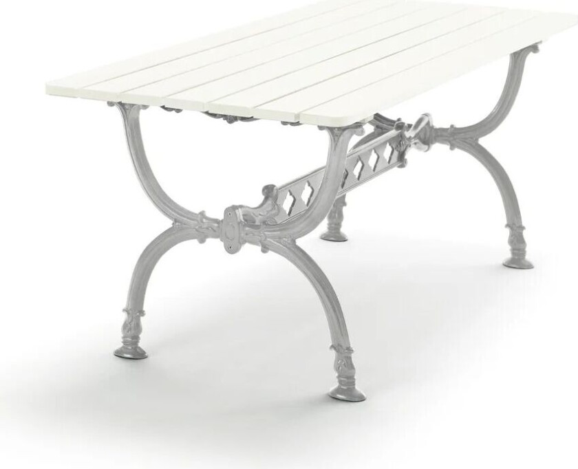 Byarum bord 142x72 cm Hvit lakk furu, rått aluminiumstativ