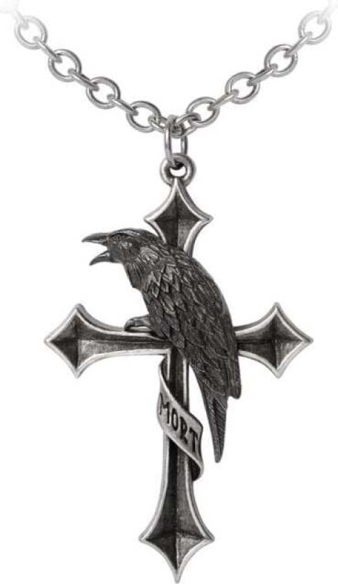 Goth Halskjede - Crux Corvis Pendant - Unisex - sølvfarget
