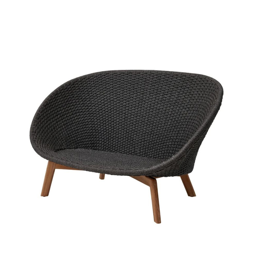 Peacock sofa 2-seter soft rope Dark grey, teakben