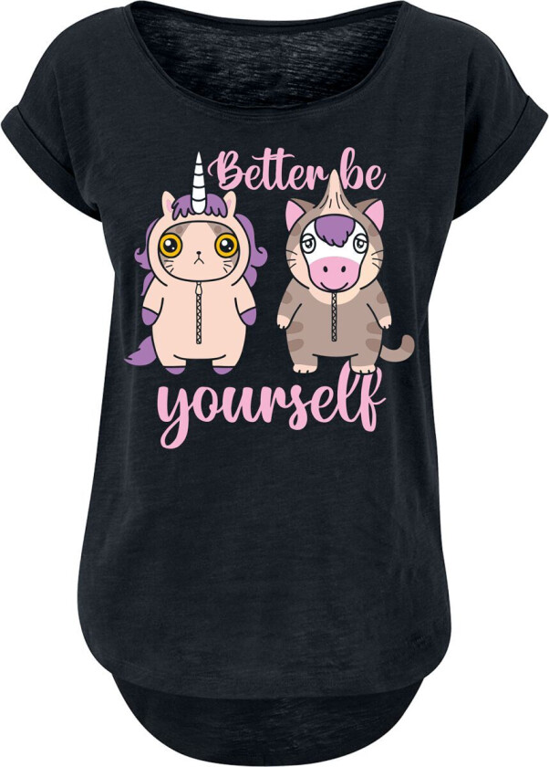 Enhjørning T-skjorte - Unicorn - Cat - Better Be Yourself - S til 3XL - Damer - svart