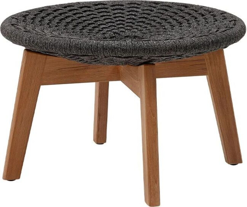 Peacock fotskammel Dark grey, tau, teakben