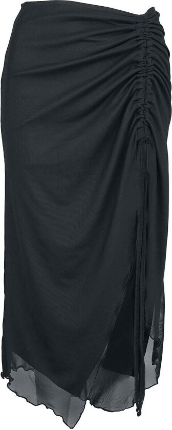 Middellangt skjørt - Umbra ruched mesh skjørt - XS til 4XL - Damer - svart