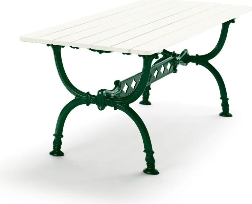 Byarum bord 142x72 cm Hvit lakk furu, grønt stativ