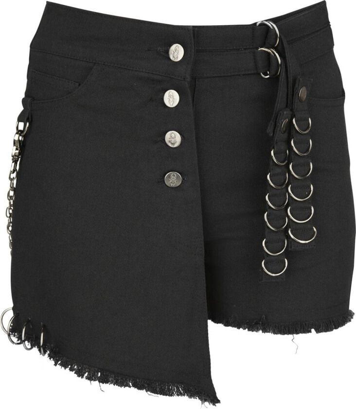 Goth Shorts - Svarte shorts med detaljer - 28 til 31 - Damer - svart