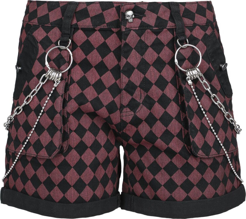 Shorts - Checkerboard Shorts - 28 til 30 - Damer - rød-svart