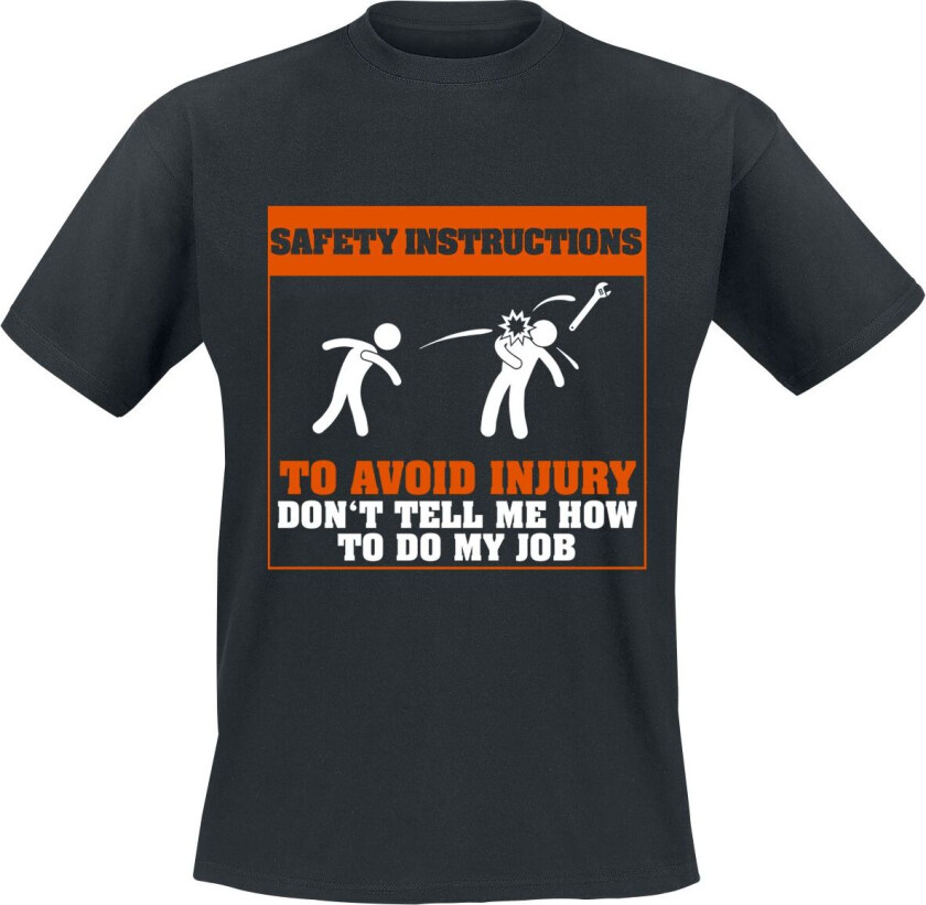 Fun T-skjorte - Safety Instructions - S til 5XL - Herrer - svart