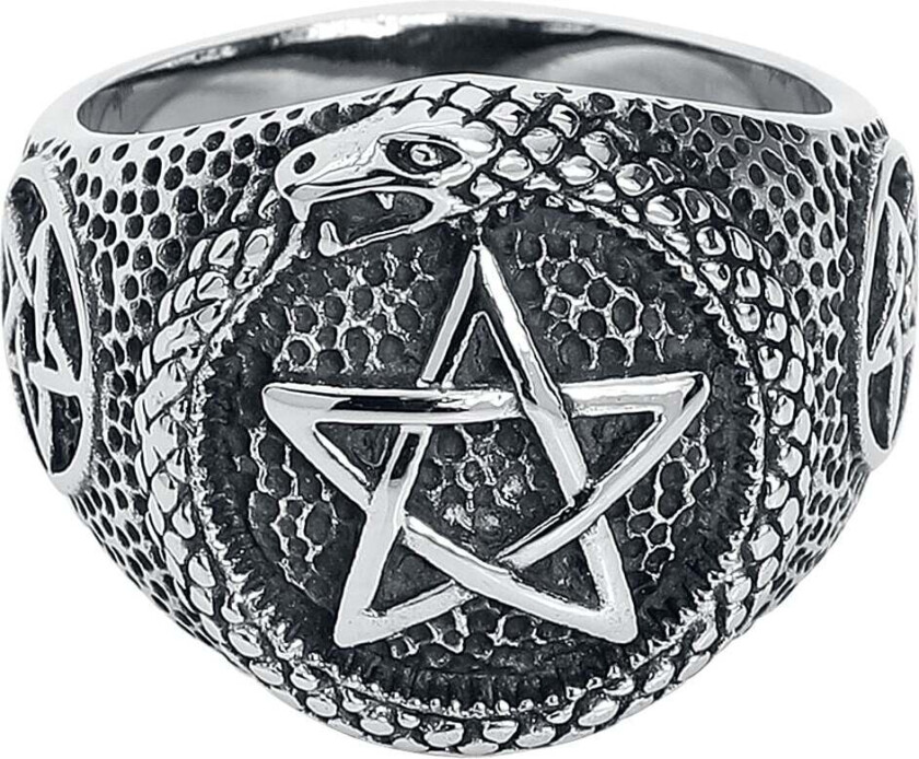 Goth Ring - Snake Pentagram - Unisex - sølvfarget