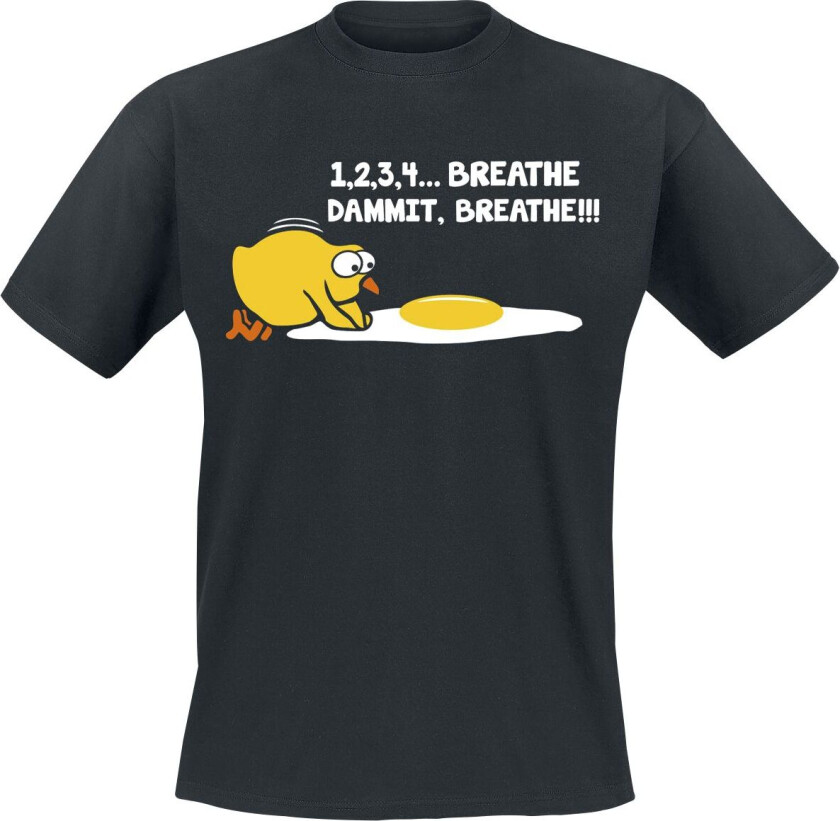 Fun T-skjorte - 1, 2, 3, 4... Breathe, dammit, breathe!!! - S til 4XL - Herrer - svart