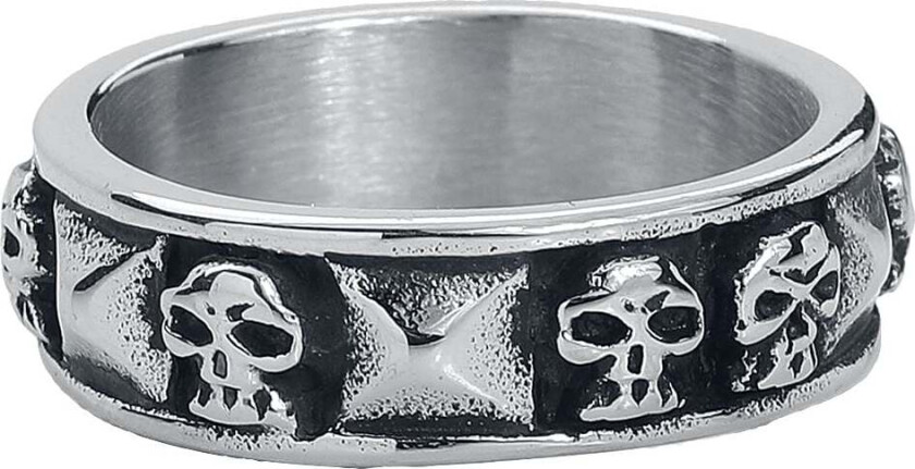 Ring - Skulls and Rivets - Herrer - sølvfarget
