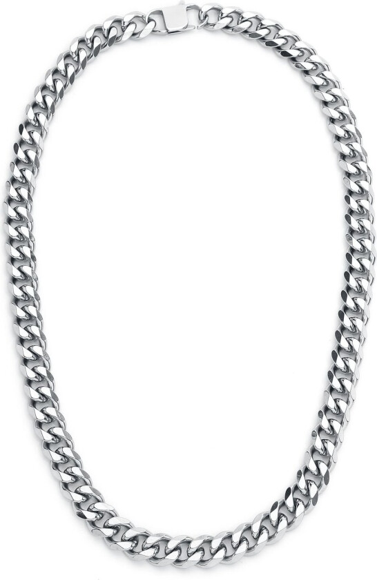 Halskjede - Curb Chain - Herrer - sølvfarget
