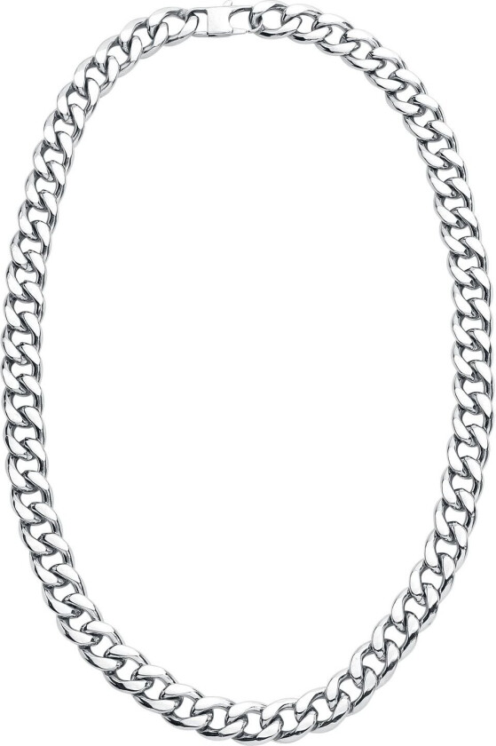 Halskjede - Curb Chain - Herrer - sølvfarget