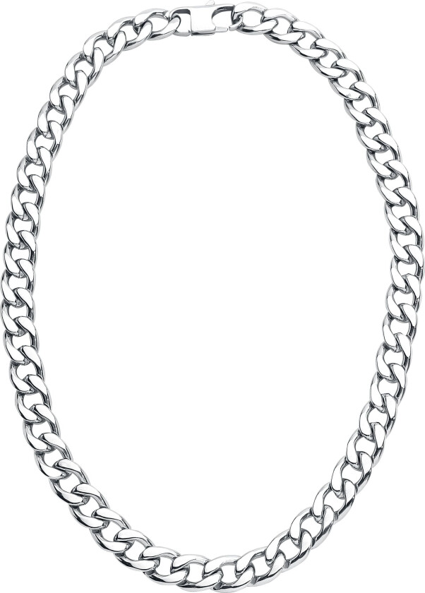 Halskjede - Curb Chain - Herrer - sølvfarget