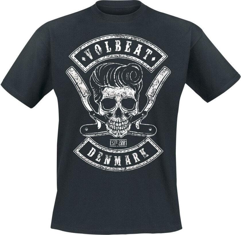T-skjorte - Denmark Skull - S til 5XL - Herrer - svart