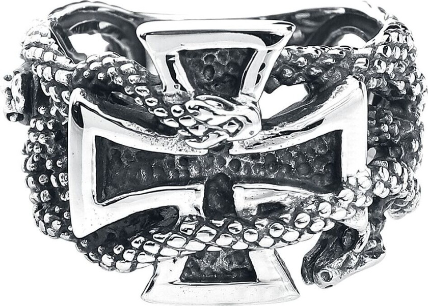 Ring - Iron Cross with Snakes - Herrer - sølvfarget