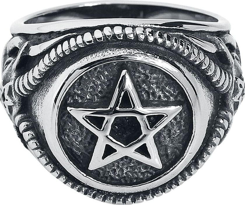 Goth Ring - Pentagramm - Unisex - sølvfarget