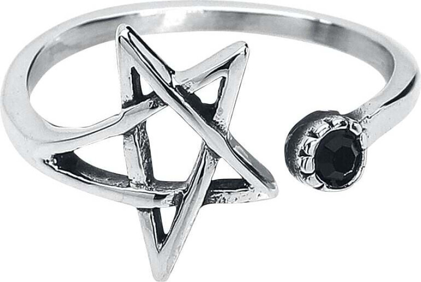 Goth Ring - Pentagramm - Damer - sølvfarget