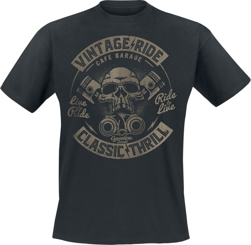 Rockabilly T-skjorte - Vintage Ride - S til 4XL - Herrer - svart