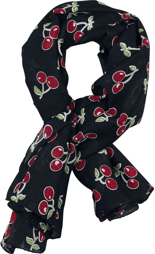 Rockabilly Klede - Rockabella Cherries Scarf - Damer - svart/grønn/rød
