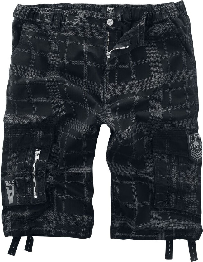 Shorts - Black shorts with check pattern - S til XXL - Herrer - svart-grå