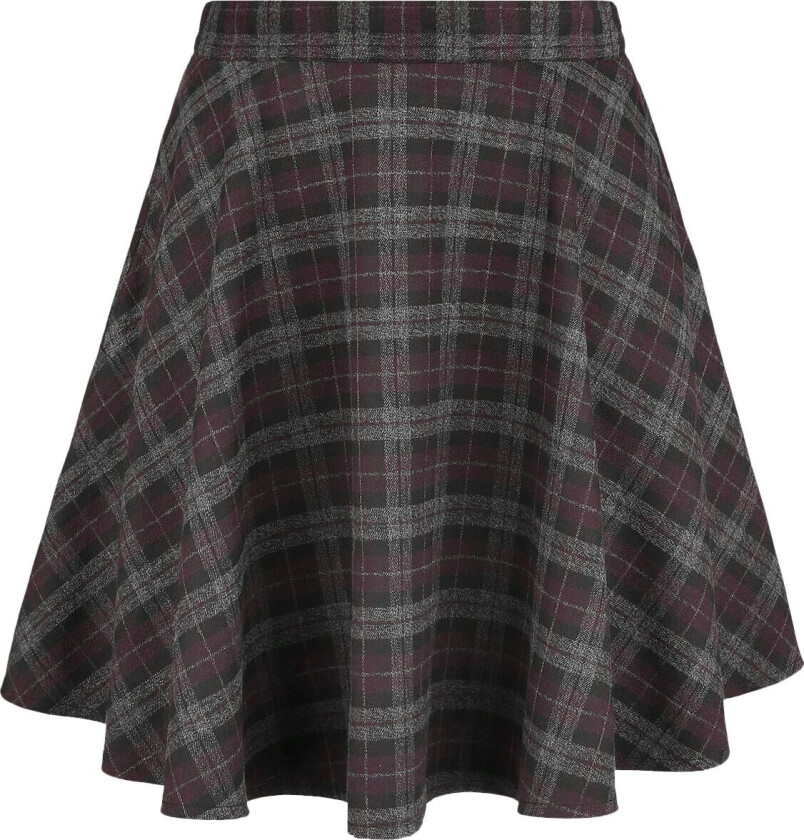 Kort skjørt - Rock Check Flared Skirt - XS til 4XL - Damer - grå-lilla