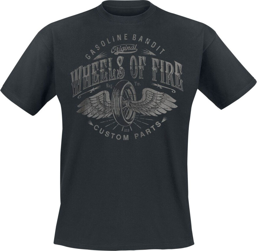 Rockabilly T-skjorte - Wheels Of Fire - S til 4XL - Herrer - svart