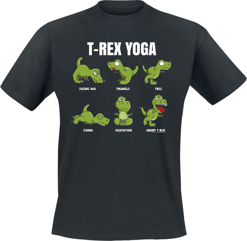 Fun T-skjorte - T-Rex Yoga - M til 3XL - Herrer - svart