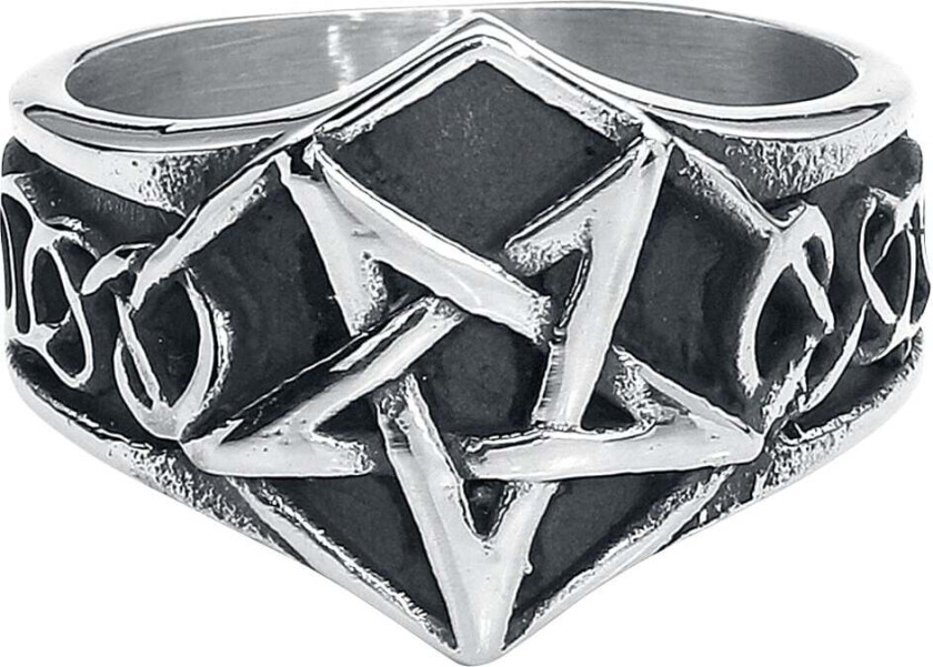 Goth Ring - Pentagramm - Unisex - sølvfarget