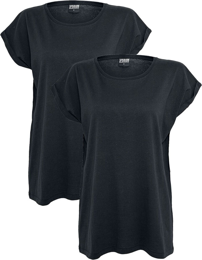 T-skjorte - Ladies Extended Shoulder Tee 2 Pack - XS til 5XL - Damer - svart