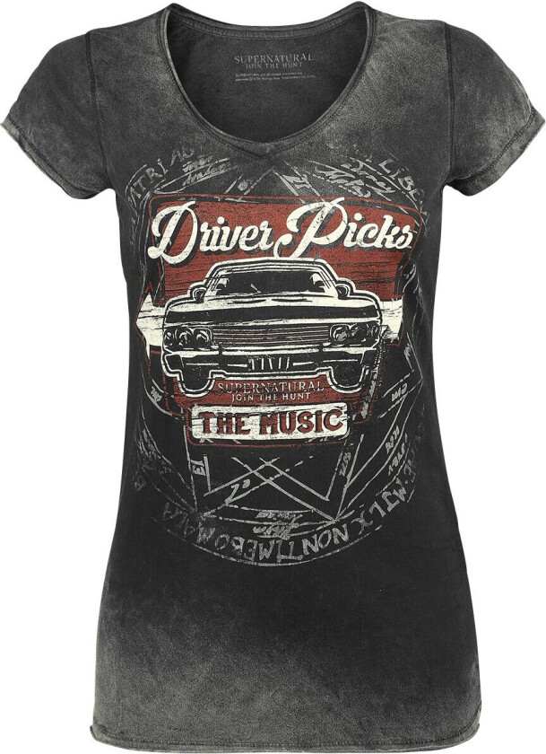 T-skjorte - Driver Picks The Music - S til 4XL - Damer - grå