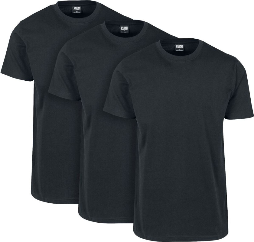 T-skjorte - Basic Tee 3-Pack - S til 5XL - Herrer - svart