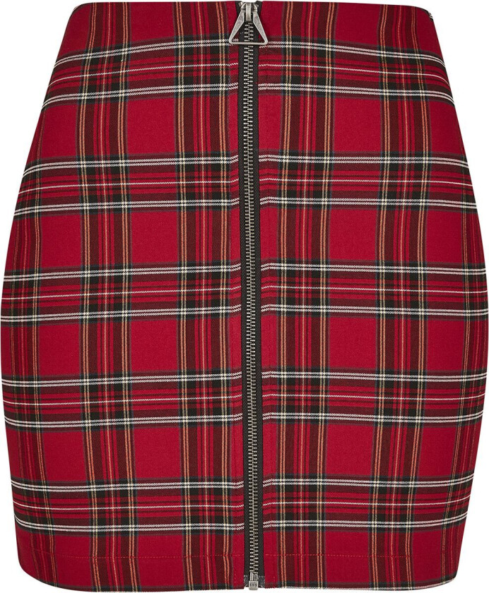 Kort skjørt - Ladies Short Checker Skirt - XS til M - Damer - rød-svart