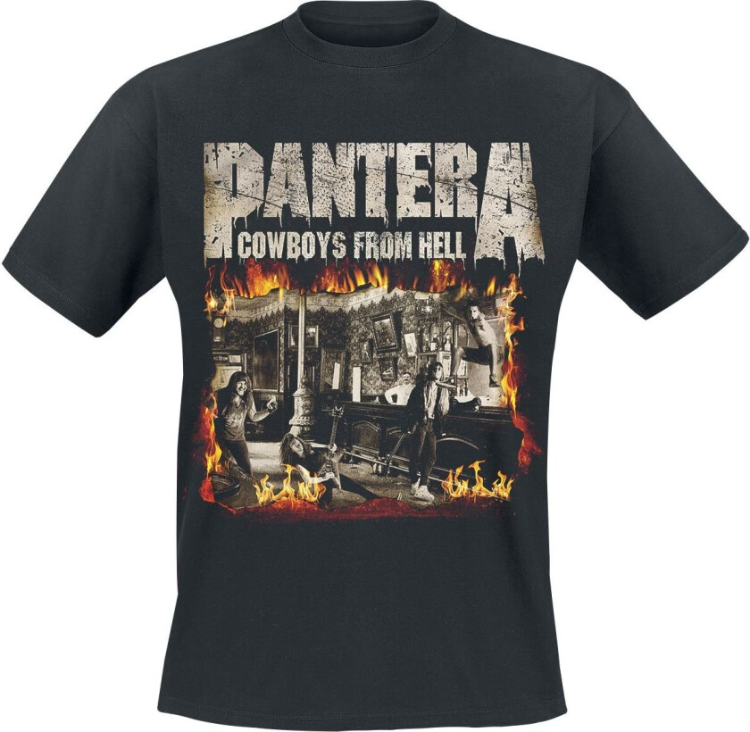 T-skjorte - Cowboys From Hell - Fire Frame - S til XXL - Herrer - svart