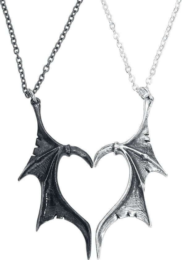 Goth Halskjede - Demon Wings Sweetheart - Unisex - svart-sølv
