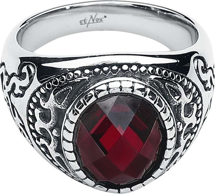 Goth Ring - Dark Ruby - Unisex - sølv-rød