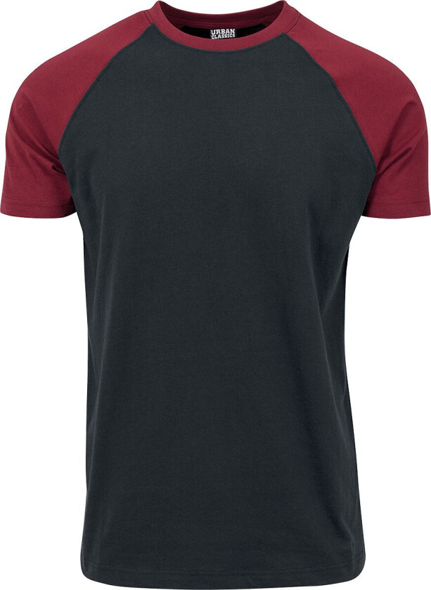 T-skjorte - Raglan Contrast Tee - S til XXL - Herrer - svart-vinrød