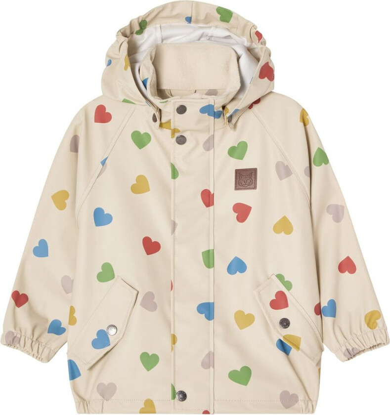 Edinburgh Regnjakke Rainbow Hearts | Hvit | 122/128 cm