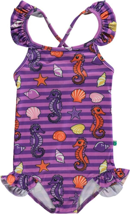Mønstret Badedrakt Med Sjøhester Spring Pink | Lilla | 3-4 years