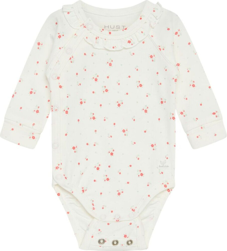 Bing Blomstret Baby Body Hot Coral | Oransje | 62 cm