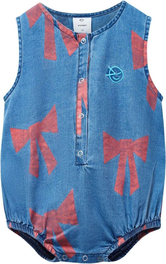 Mini Bow Romper Twill Denim | Blå | 18 months