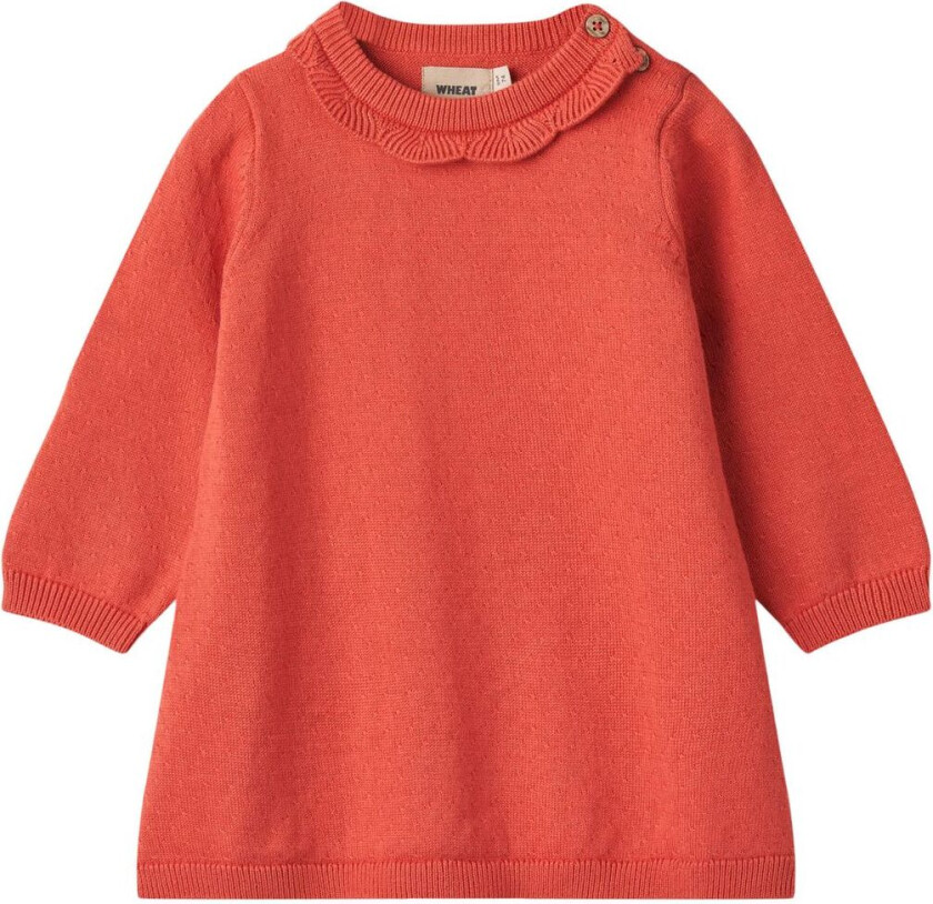 GOTS Nannie Strikket Baby-kjole Candy Red | Rød | 80 cm