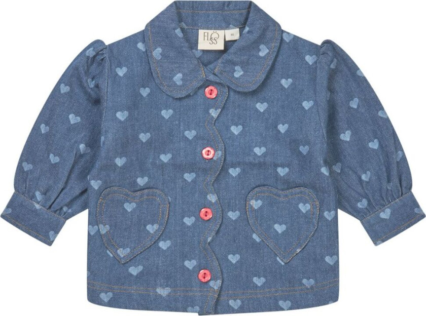 Lollo Hjertemønstret Overtreksskjorte Denimblå | Blå | 74 cm