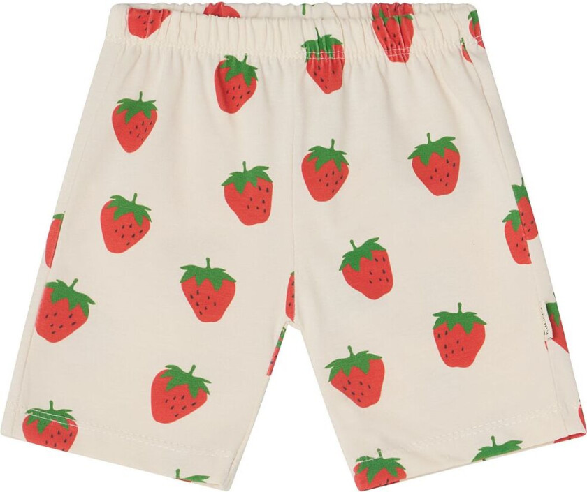 GOTS Patras Mønstret Sykkelshorts Med Jordbær Foggy White | Hvit | 122/128 cm