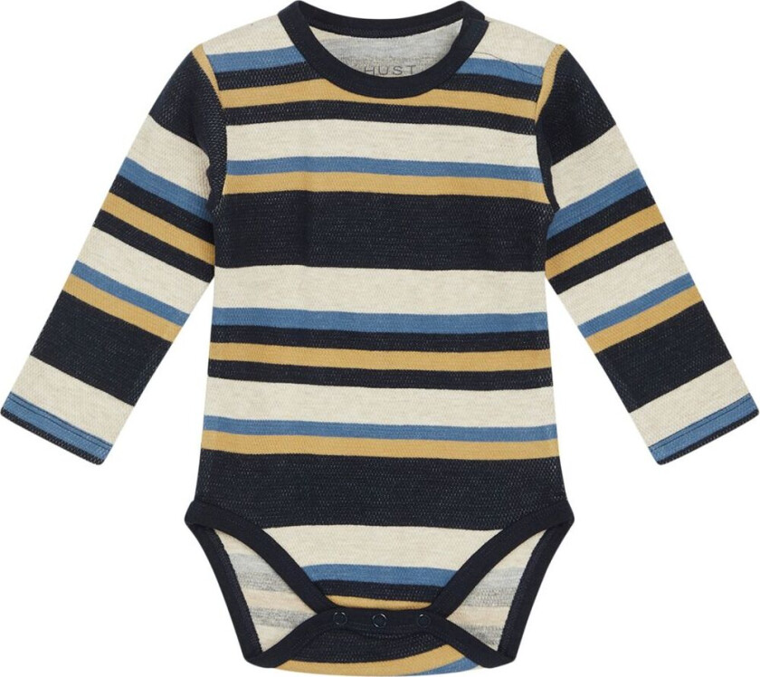 GOTS Buster Baby Body Beige Melange | Marineblå | 74 cm