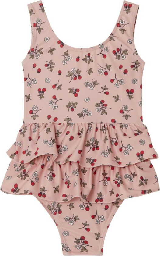 Majken Mønstret Badedrakt Wild Strawberry | Rosa | 86/92 cm